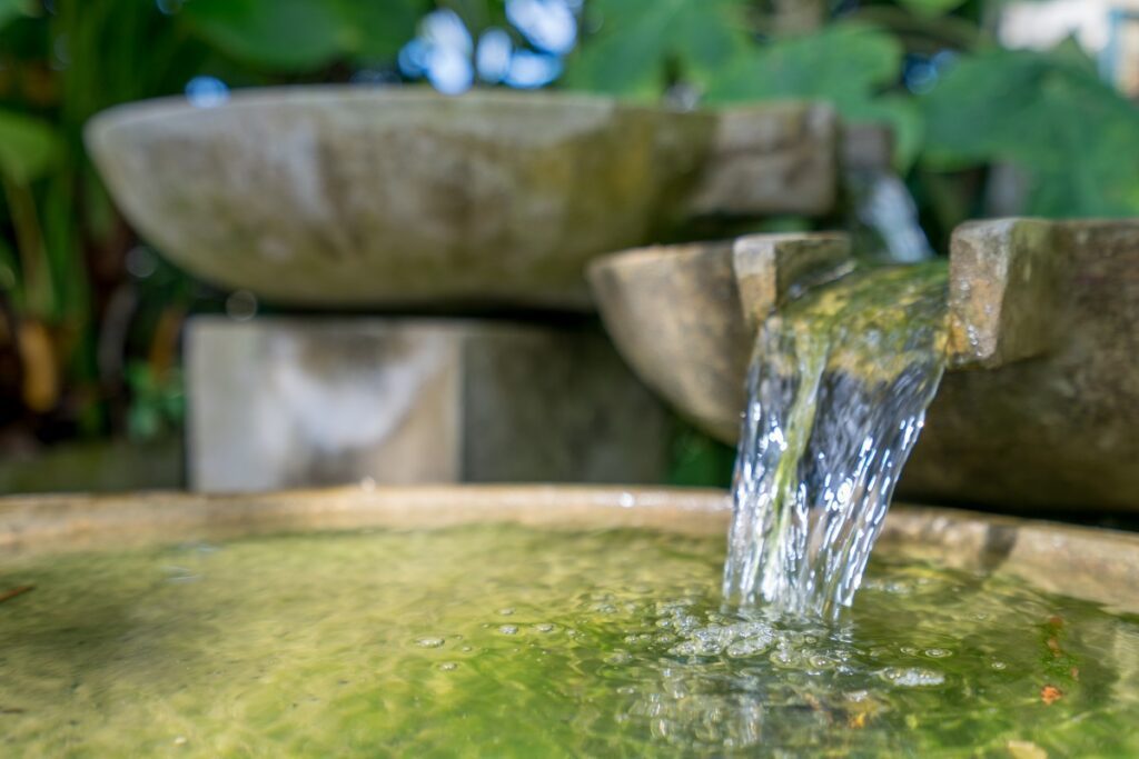 fontaine dans un jardin