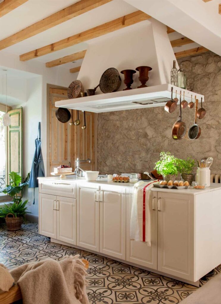 cuisine rustique sans meuble haut