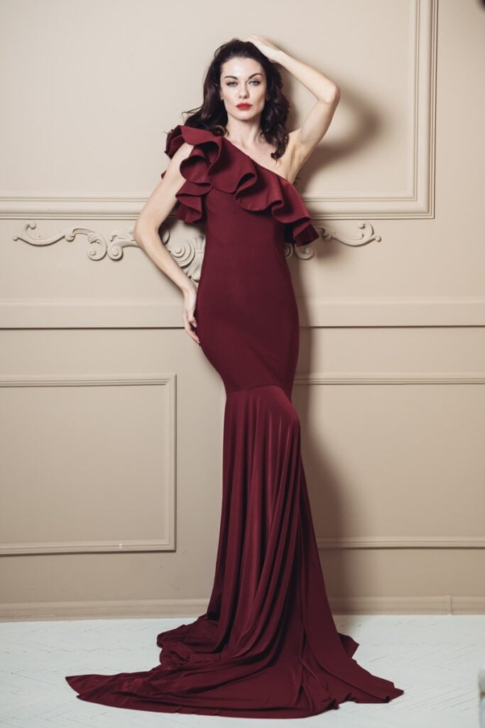 robe sirène bordeaux