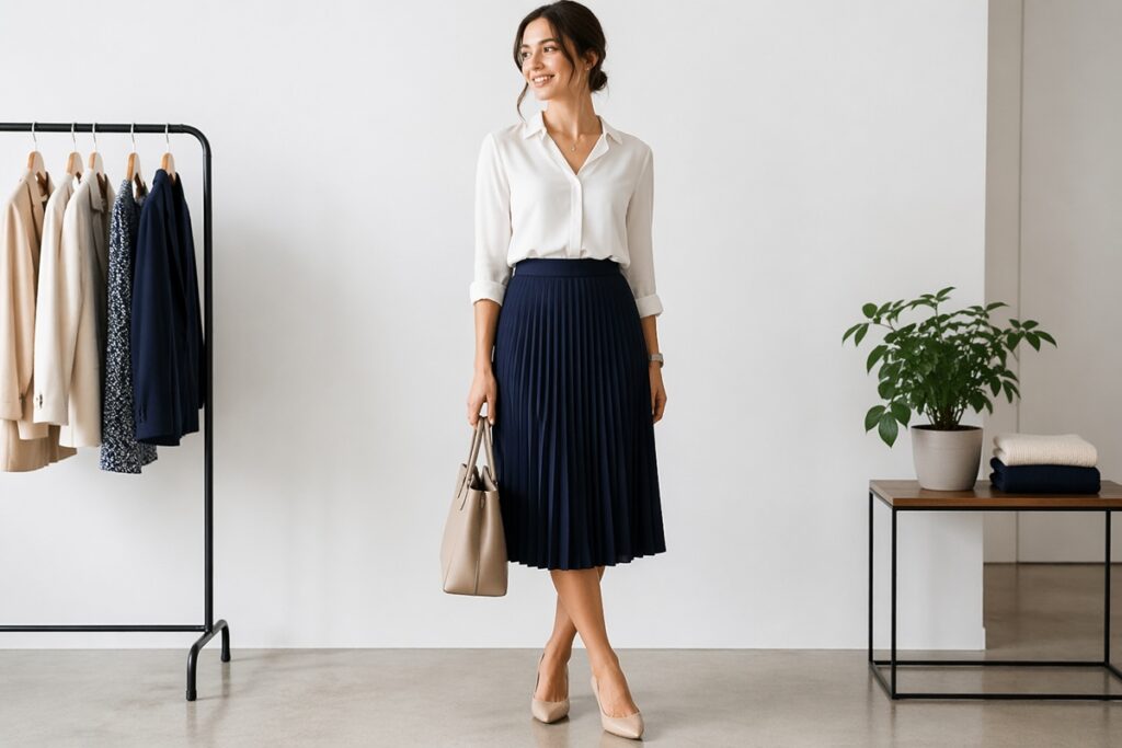 Que porter avec une jupe bleu marine ?