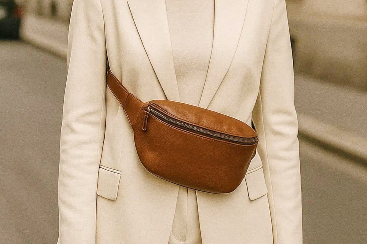 sac banane en cuir