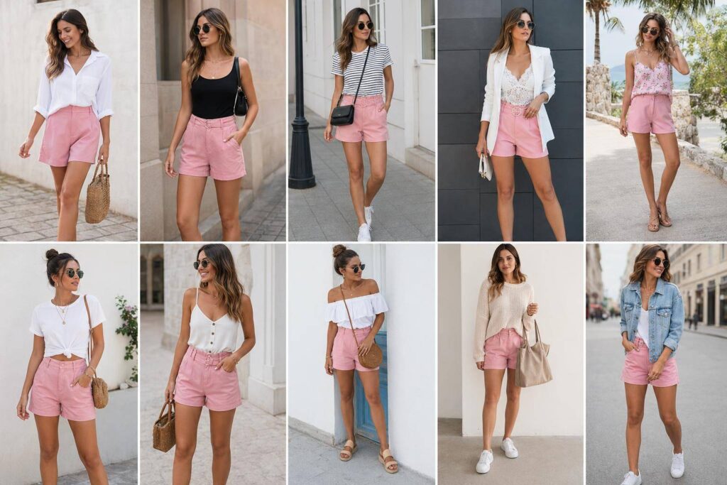 10 façons de porter un short rose pour femme