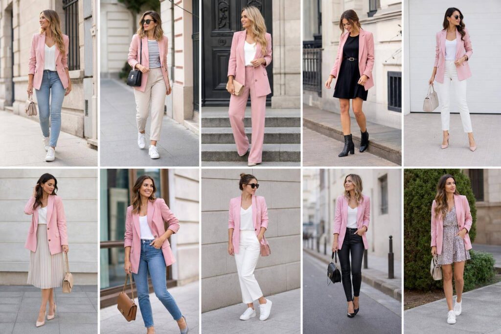 10 façons de porter une veste rose pour femme