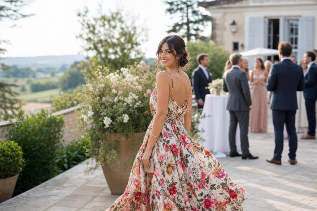 Peut-on porter une robe fleurie pour un mariage ?