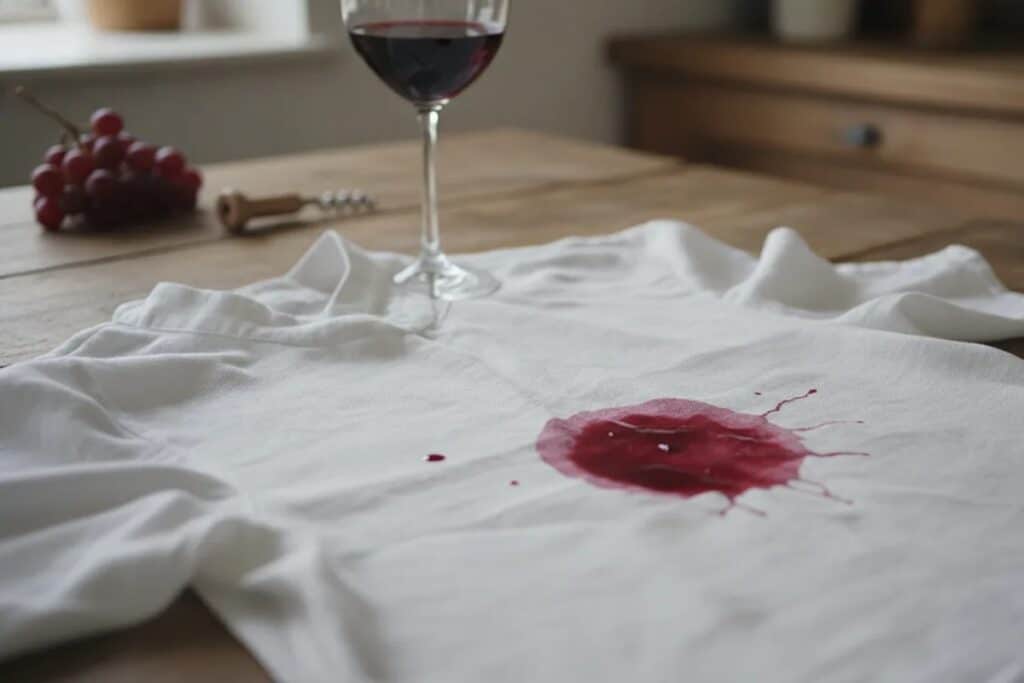 tache de vin sur chemisier en lin