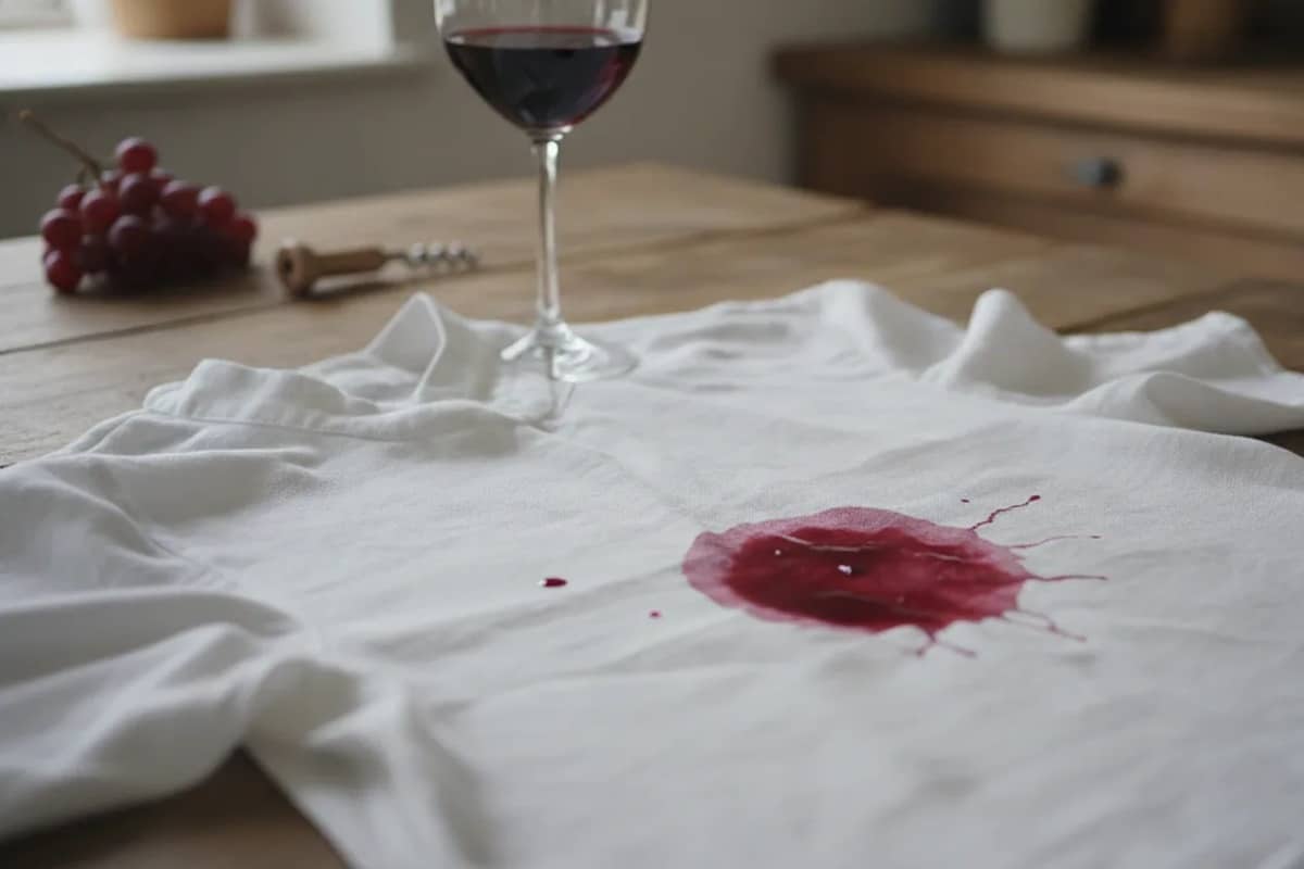 tache de vin sur chemisier en lin