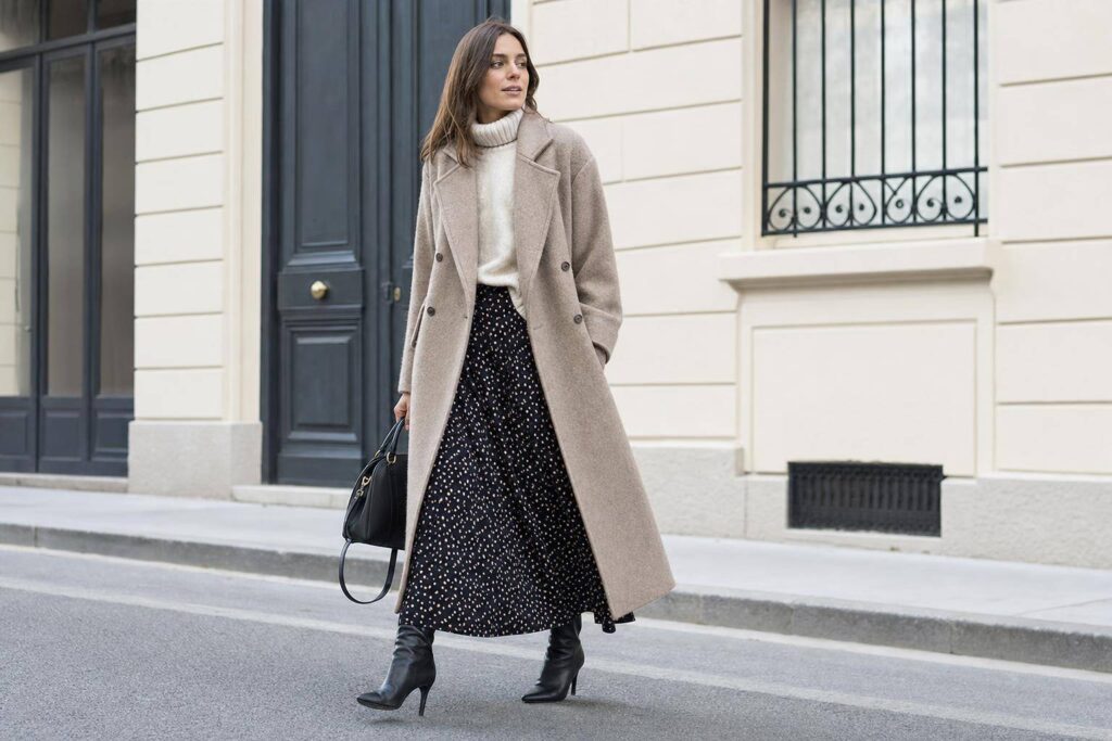 Quelles chaussures avec une jupe longue en hiver ?