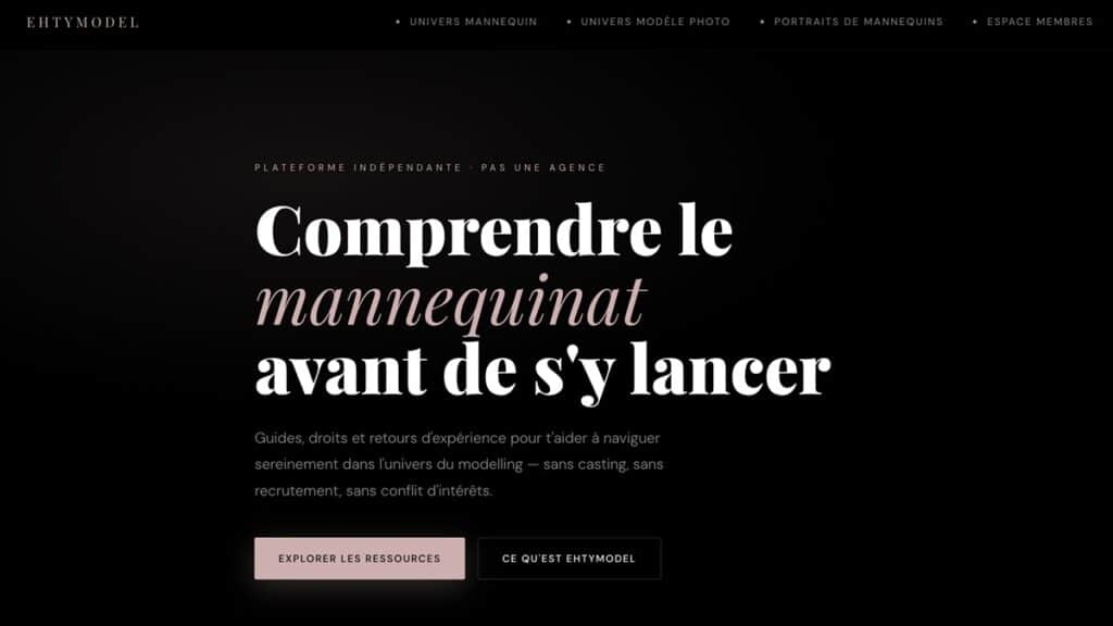 site internet EHTYMODEL